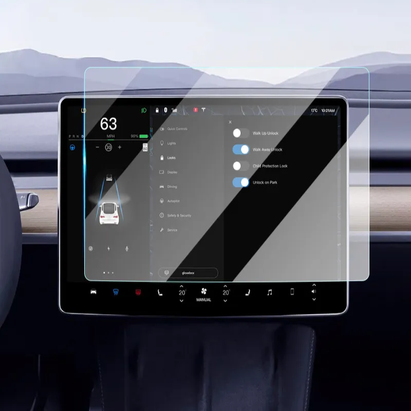 Verre de protection écran central avec guide d'installation pour Tesla  Model 3 et Y