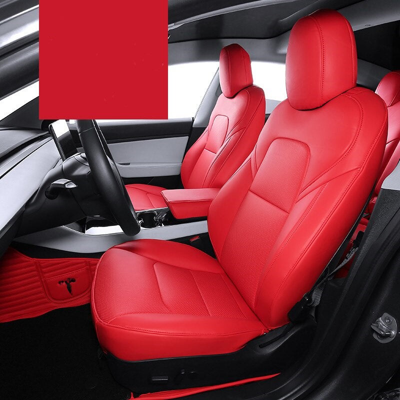 1 pièces Rouge - Protecteur de dossier de siège en cuir PU, Tapis de  protection pour Tesla modèle 3 Y, Noir